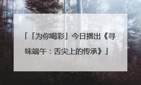 「为你喝彩」今日播出《寻味端午：舌尖上的传承》