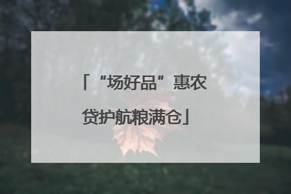 “场好品”惠农贷护航粮满仓