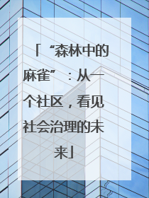“森林中的麻雀”：从一个社区，看见社会治理的未来