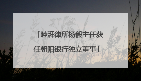 睦湃律所杨毅主任获任朝阳银行独立董事