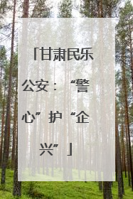 甘肃民乐公安：“警心”护“企兴”