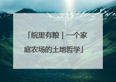 皖里有粮｜一个家庭农场的土地哲学