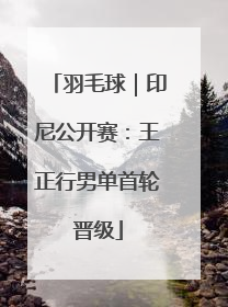 羽毛球｜印尼公开赛：王正行男单首轮晋级