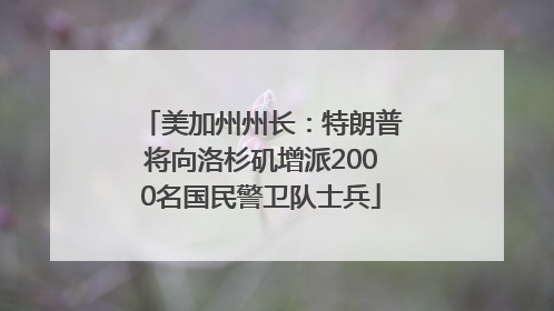 美加州州长：特朗普将向洛杉矶增派2000名国民警卫队士兵