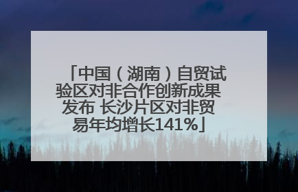 中国（湖南）自贸试验区对非合作创新成果发布 长沙片区对非贸易年均增长141%