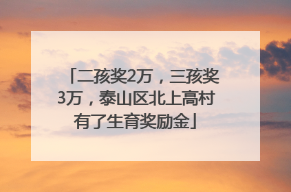 二孩奖2万，三孩奖3万，泰山区北上高村有了生育奖励金