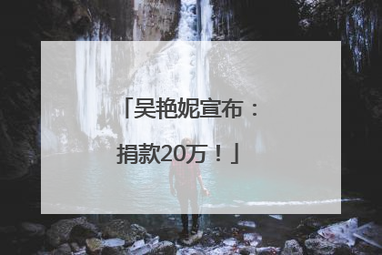 吴艳妮宣布：捐款20万！