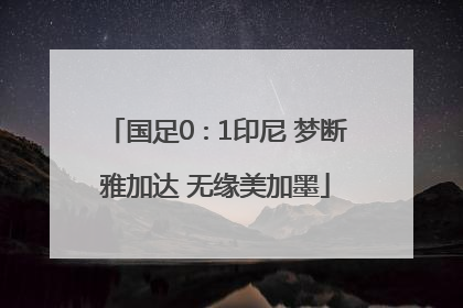 国足0∶1印尼 梦断雅加达 无缘美加墨