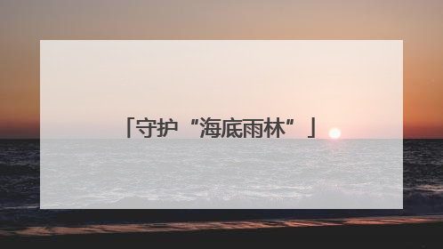 守护“海底雨林”