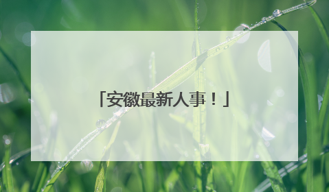 安徽最新人事！