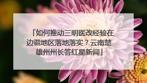 如何推动三明医改经验在边疆地区落地落实？云南楚雄州州长答红星新闻