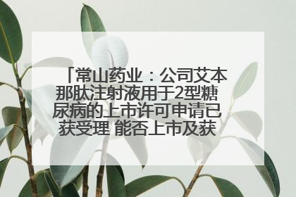 常山药业：公司艾本那肽注射液用于2型糖尿病的上市许可申请已获受理 能否上市及获批时间存在不确定性