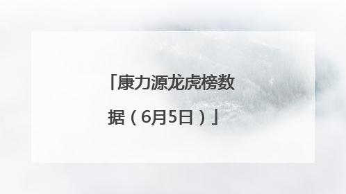 康力源龙虎榜数据（6月5日）