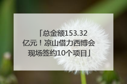 总金额153.32亿元！凉山借力西博会现场签约10个项目