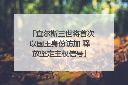 查尔斯三世将首次以国王身份访加 释放坚定主权信号