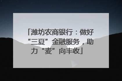 潍坊农商银行：做好“三夏”金融服务，助力“麦”向丰收