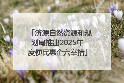 济源自然资源和规划局推出2025年度便民惠企六举措