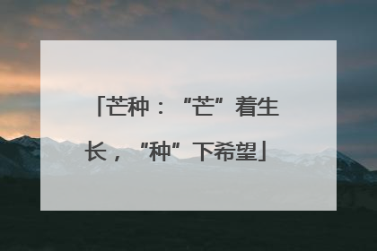 芒种：“芒”着生长，“种”下希望