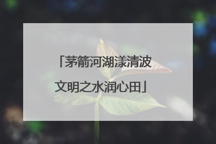 茅箭河湖漾清波 文明之水润心田