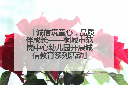 诚信筑童心，品质伴成长——桐城市范岗中心幼儿园开展诚信教育系列活动