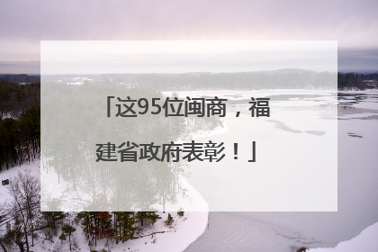 这95位闽商，福建省政府表彰！