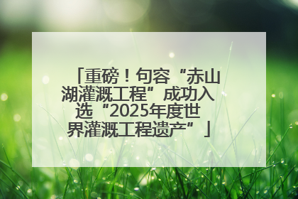 重磅！句容“赤山湖灌溉工程”成功入选“2025年度世界灌溉工程遗产”