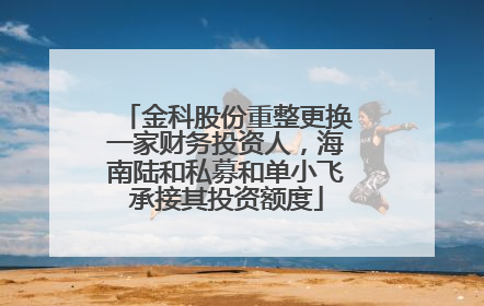 金科股份重整更换一家财务投资人，海南陆和私募和单小飞承接其投资额度