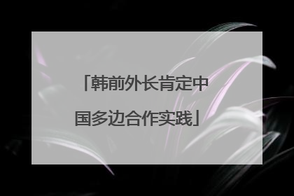 韩前外长肯定中国多边合作实践
