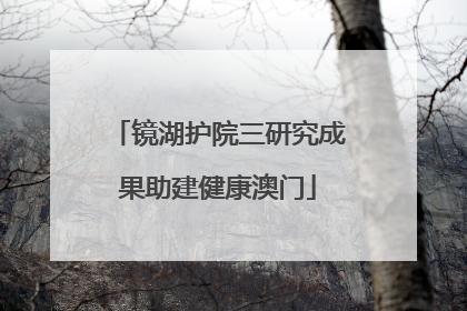 镜湖护院三研究成果助建健康澳门