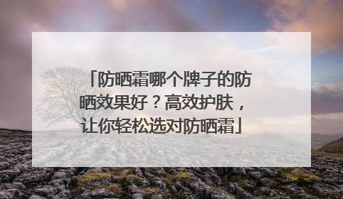 防晒霜哪个牌子的防晒效果好？高效护肤，让你轻松选对防晒霜