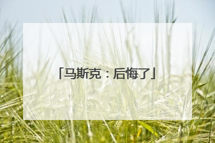 马斯克：后悔了