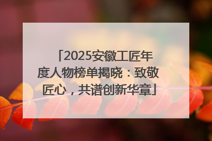 2025安徽工匠年度人物榜单揭晓：致敬匠心，共谱创新华章