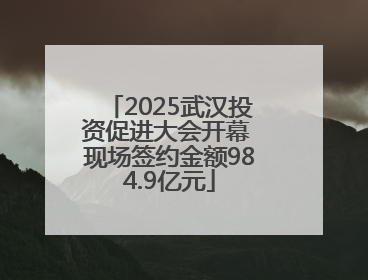 2025武汉投资促进大会开幕 现场签约金额984.9亿元