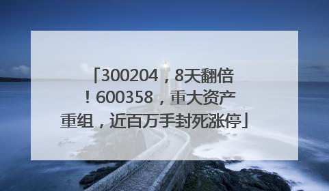 300204，8天翻倍！600358，重大资产重组，近百万手封死涨停